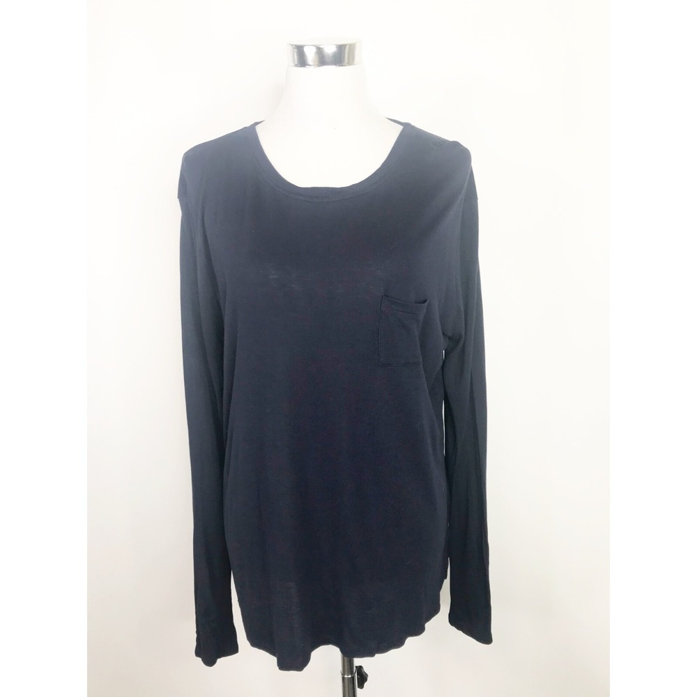 Vince Top Womens Large Navy Blue Long Sleeve Lightweight Luxury Capsule Wardrobe